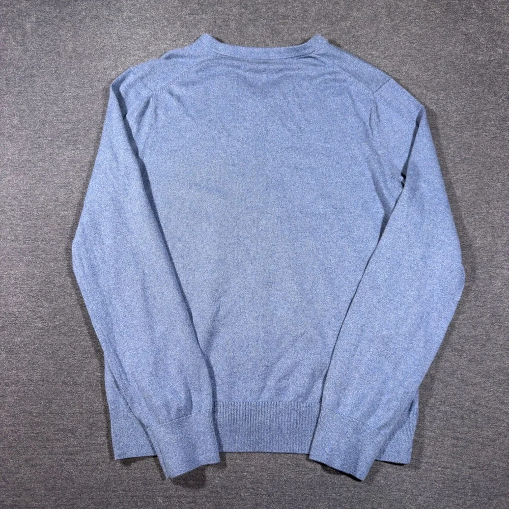 Banana Republic Sweater Mens Medium Blue V-Neck Silk Cotton Cashmere Blend Soft
